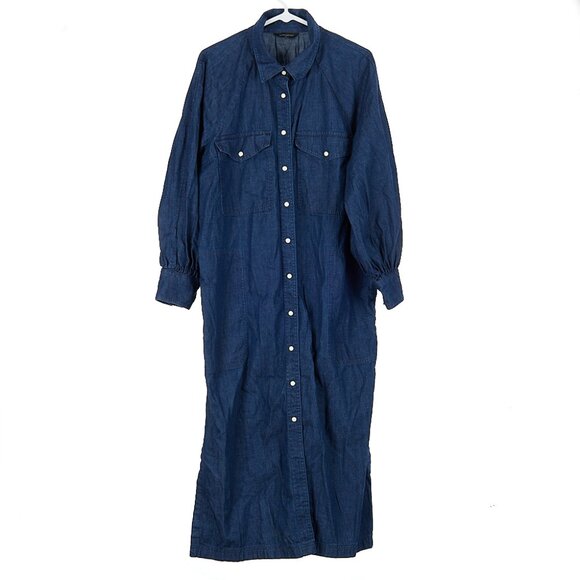 BANANA REPUBLIC Button Up Denim Chambray Maxi Dress Women's XL - Picture 1 of 7